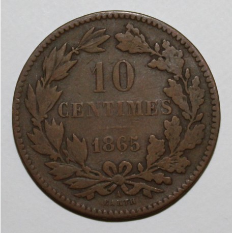 LUXEMBOURG - KM 23.2 - 10 CENTIMES 1865