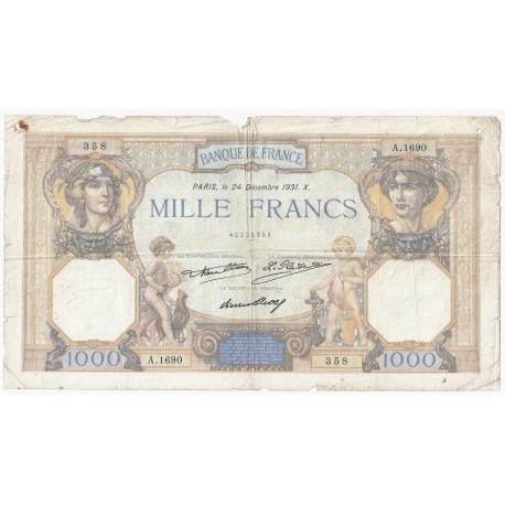 FAY 37/06 - 1000 FRANCS CERES ET MERCURE - 24/12/1931 - PICK 79