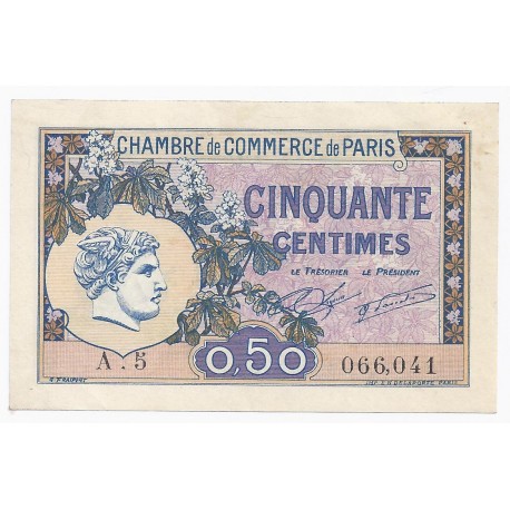 75 - PARIS - CHAMBRE DE COMMERCE - 50 CENTIMES - 10/03/1920