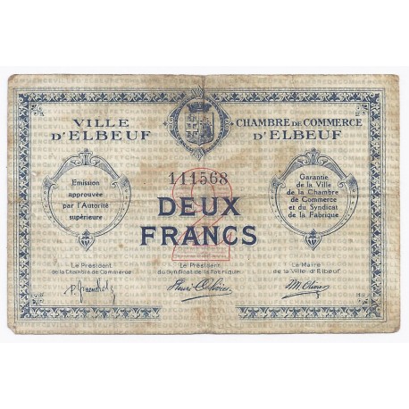 76 - ELBEUF - CHAMBRE DE COMMERCE - 2 FRANCS