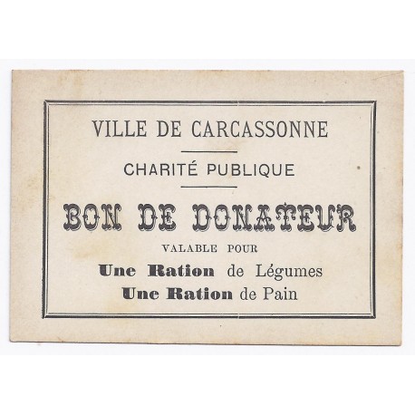 11 - CARCASSONNE - BON DE DONATEUR