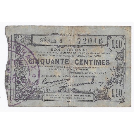 59 - 02 - 60 NORD AISNE OISE - 50 CENTIMES 08.05.1916