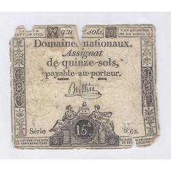 ASSIGNAT OF 15 SOLS - SERIE 562 - 04/01/1792