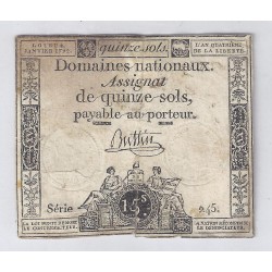 ASSIGNAT ÜBER 15 SOLS - SERIE 245 - 04/01/1792