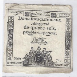 ASSIGNAT OF 15 SOLS - SERIE 727 - 23/05/1793