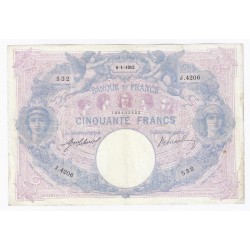 FRANKREICH - PICK 64 - 50 FRANCS 1912 - 08.01 - TYP BLAU UND ROSA