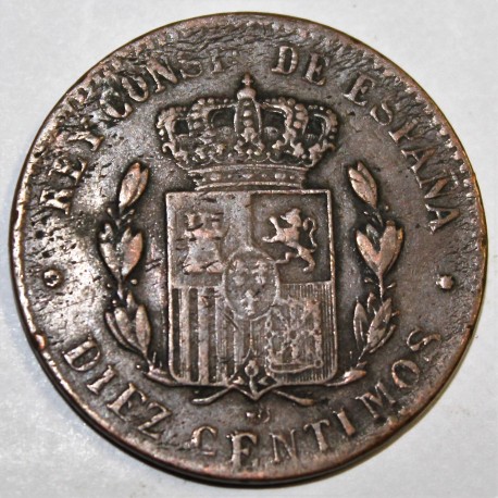 ESPAGNE - KM 675 - 10 CENTIMOS 1879 OM - ALPHONSE XII