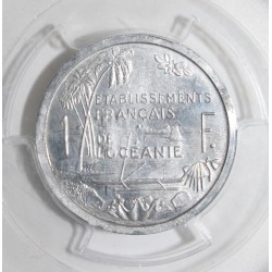 FRANZÖSISCHES ÜBERSEEGEBIET IN POLYNESIEN - KM PE2 - 1 FRANC 1949 - PROBE DICKABSCHLAG MÜNZE - 104 ex. - PCGS SP 63