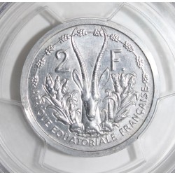 FRANZÖSISCH-WESTAFRIKA - KM PE2 - 2 FRANC 1948 - PROBE DICKABSCHLAG MÜNZE - 104 ex. - PCGS SP 63