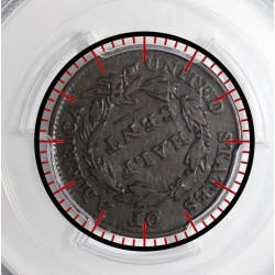 ÉTATS UNIS - KM 41 - 1/2 CENT 1826 - REVERS DESAXÉ À 5h - PCGS XF 40