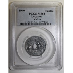 LIBANON - KM 3a - 1 PIASTRE 1940 - PCGS MS 64