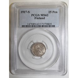 FINLAND - KM 6 - 25 PENNIA 1917 S - PCGS MS 62