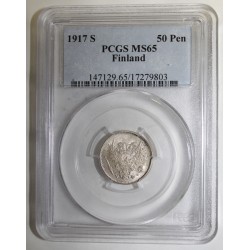 FINLAND - KM 2.2 - 50 PENNIA 1917 S - PCGS MS 65