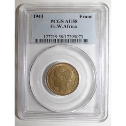 AFRIQUE OCCIDENTALE FRANÇAISE - KM 2 - 1 FRANC 1944 - PCGS AU 58