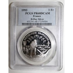 FRANCE - KM 1014 - 1 FRANC 1993 - CENTENAIRE DU DEBARQUEMENT - PCGS PR 68 DCAM