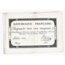 ASSIGNAT 250 LIVRES - 7 VENDEMIAIRE AN 2 - 28/09/1793 - DOMAINES NATIONAUX