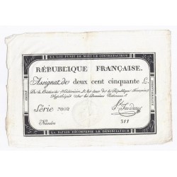 ASSIGNAT OF 250 LIVRES - 7 VENDEMIAIRE YEAR 2 - 28/09/1793 - NATIONAL DOMAINS