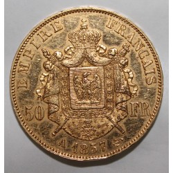 GADOURY 1111 - 50 FRANCS 1857 A - OR - NAPOLÉON III - COUP SUR TRANCHE - KM 758