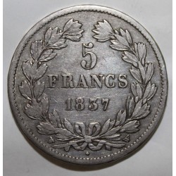 FRANCE - KM 749 - 5 FRANCS 1837 W Lille TYPE LOUIS PHILIPPE 1st