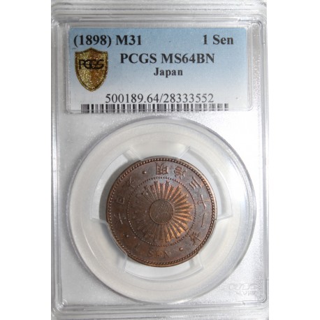 JAPAN - Y 20 - 1 SEN 1898 - M 31 - PCGS MS 64 BN