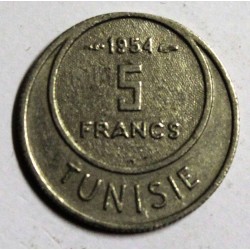 TUNISIE - KM 277 - 5 FRANCS 1954 - Muhammad al-Amin protectorat français