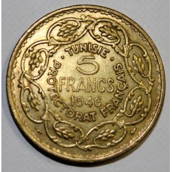 TUNISIE - KM 273 - 5 FRANCS 1946 - Muhammad al-Amin protectorat français