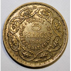 TUNISIE - KM 273 - 5 FRANCS 1946 - Muhammad al-Amin protectorat français