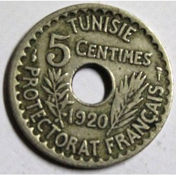 TUNISIA - KM 242 - 5 CENTIMES 1920 - AH 1338 - Torch - Muhammad al-Nasir - French Protectorate