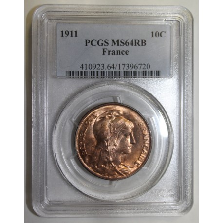 GADOURY 277 - 10 CENTIMES 1911 - TYPE DUPUIS - KM 843 - PCGS MS 64 RB