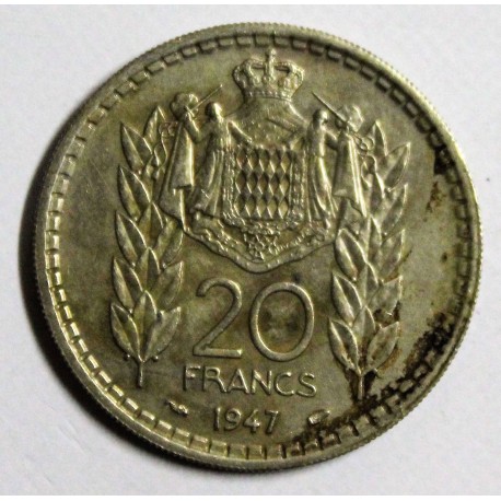 MONACO - KM 124 - 20 FRANCS 1947 - LOUIS II