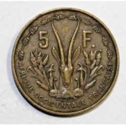 AFRIQUE OCCIDENTALE FRANCAISE - KM 5 - 5 FRANCS 1956 - MARIANNE - GAZELLE