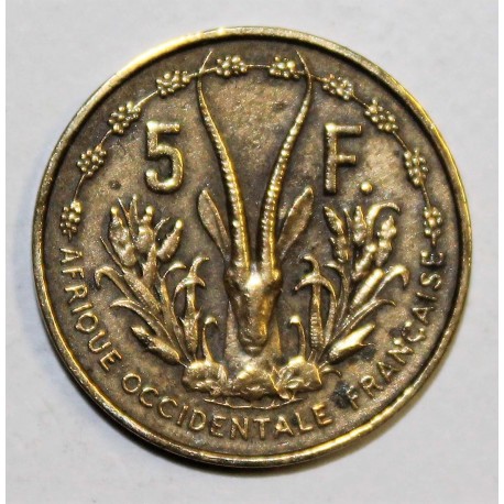 AFRIQUE OCCIDENTALE FRANCAISE - KM 5 - 5 FRANCS 1956 - MARIANNE - GAZELLE