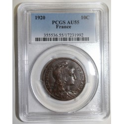 FRANCE - KM 843 - 10 CENTIMES 1920 - TYPE DUPUIS - PCGS AU 55