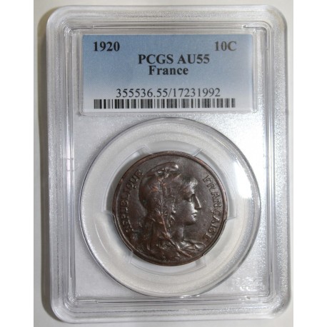 GADOURY 277 - 10 CENTIMES 1920 - TYPE DUPUIS - KM 843 - PCGS AU 55