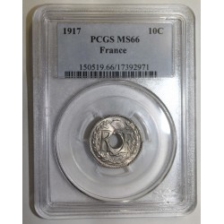 FRANKREICH - KM 866a - 10 CENTIMES 1917 - TYP LINDAUER - PCGS MS 66