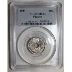 GADOURY 286 - 10 CENTIMES 1927 - TYPE LINDAUER - KM 866a - PCGS MS 64