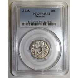 FRANCE - KM 889.1 - 10 CENTIMES •1938• TYPE LINDAUER - PCGS MS 64