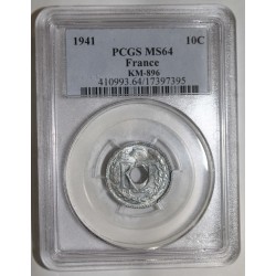 FRANKREICH - KM 896 - 10 CENTIMES 1941 - TYP LINDAUER - PCGS MS 64