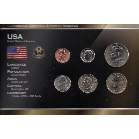 ETATS UNIS - SERIE DE 6 PIECES - PLAQUETTE WORLD MONEY