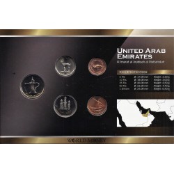 EMIRATS ARABES UNIS - SERIE DE 5 PIECES - PLAQUETTE WORLD MONEY