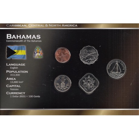 BAHAMAS - SERIE DE 5 PIECES - PLAQUETTE WORLD MONEY