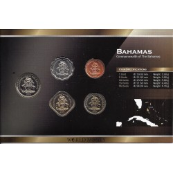 BAHAMAS - SERIE DE 5 PIECES - PLAQUETTE WORLD MONEY