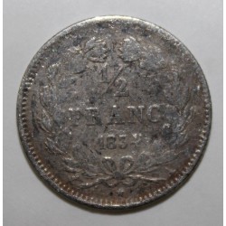 FRANCE - KM 741 - 1/2 FRANC 1834 A - Paris - TYPE LOUIS PHILIPPE 1 - THE REVERSE IS OFFSET AT 5h