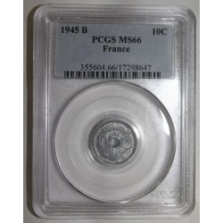 FRANCE - KM 906 - 10 CENTIMES 1945 B - TYPE LINDAUER - PCGS MS 65