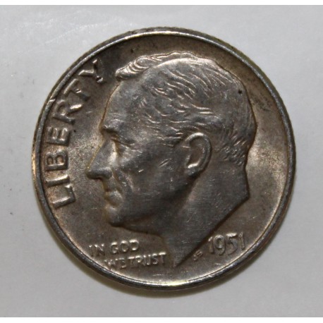 ETATS UNIS - KM 195 - 1 DIME - 1951 D - Denver - FRANKLIN ROOSEVELT