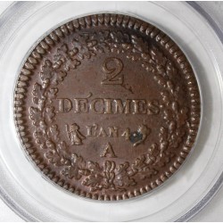 GADOURY 300 - 2 DECIME AN 4 A - 1795 - KM 638 - PCGS AU 58