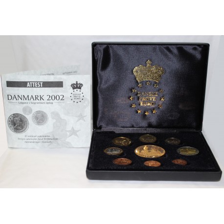 DANEMARK - COFFRET PROTOTYPE BELLE EPREUVE 2002 - ESSAI - 9 PIÈCES