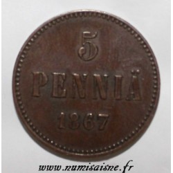 FINLAND - KM 4.1 - 5 PENNIA 1867 - ALEXANDER II