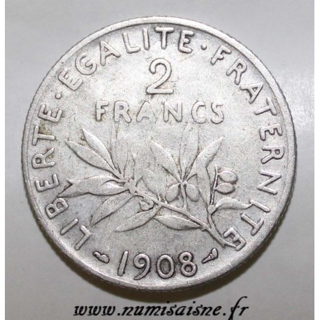 FRANCE - KM 845 - 2 FRANCS 1908 - TYPE SOWER