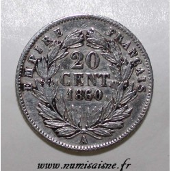 FRANCE - KM 778 - 20 CENTIMES 1860 A - Paris TYPE NAPOLEON III